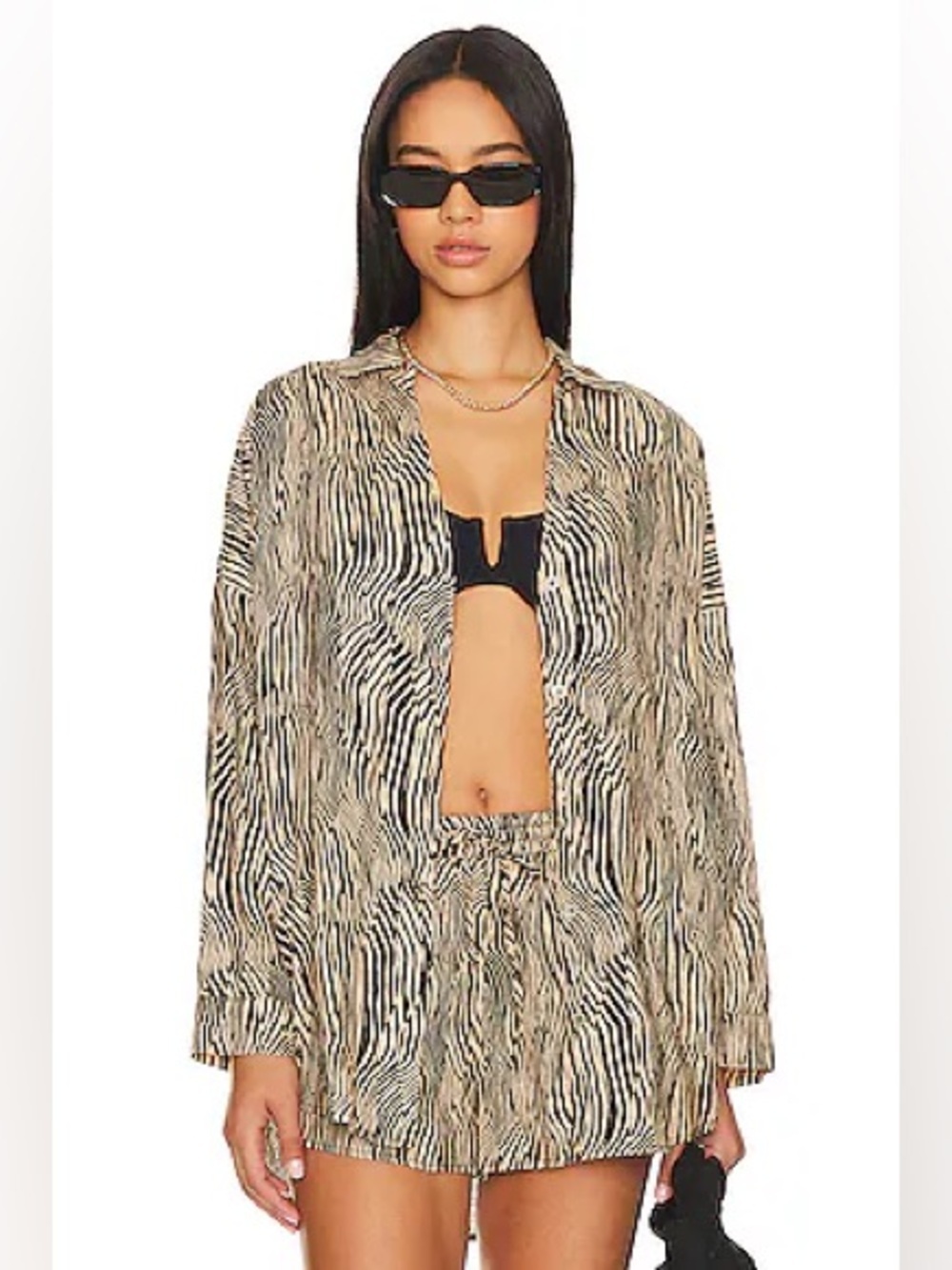 L space linen zebra print  tunic in hypnotica